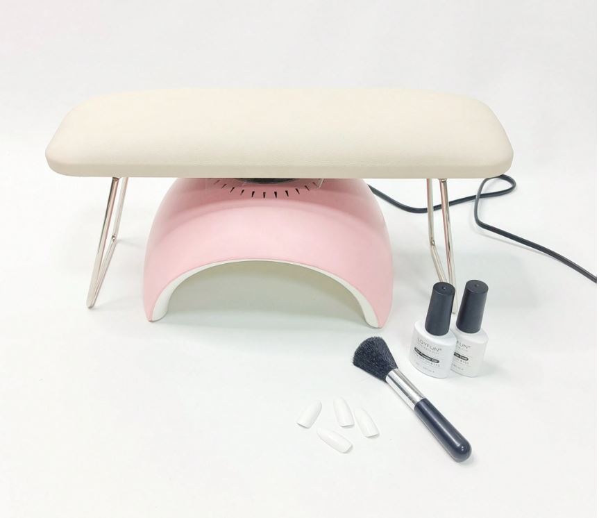 Opvouwbaar handkussen | Met standaard & ruimte voor nagellamp | Wit of roze