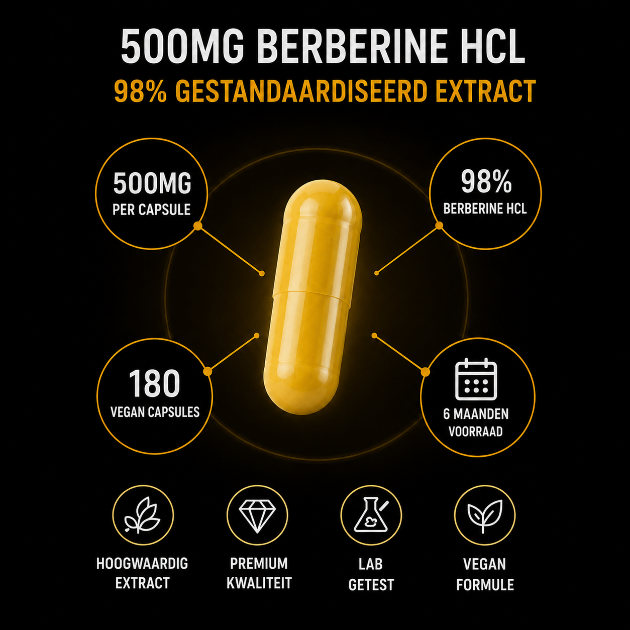 Berberin HCL 98 % – Vegan – BeBulk Nutrition