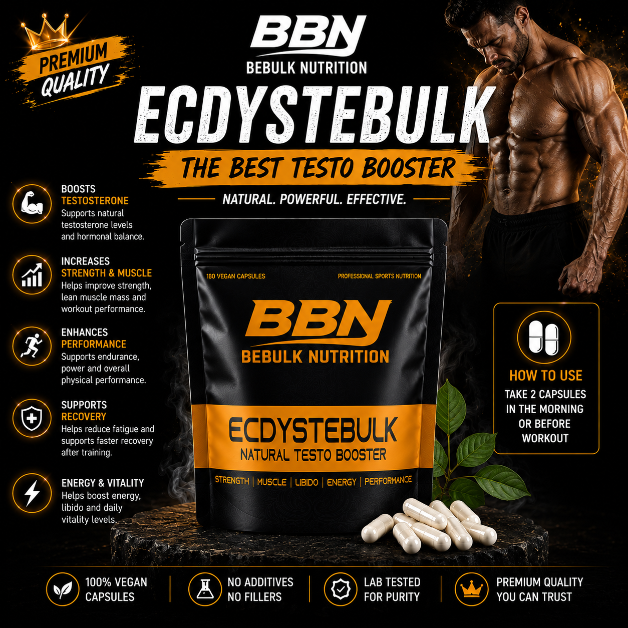 Ecdystebulk – Beta-Ecdysteron 98 % – Kapseln – BeBulk Nutrition