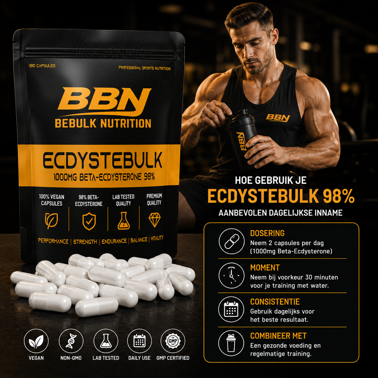 Ecdystebulk – Beta-Ecdysteron 98 % – Kapseln – BeBulk Nutrition