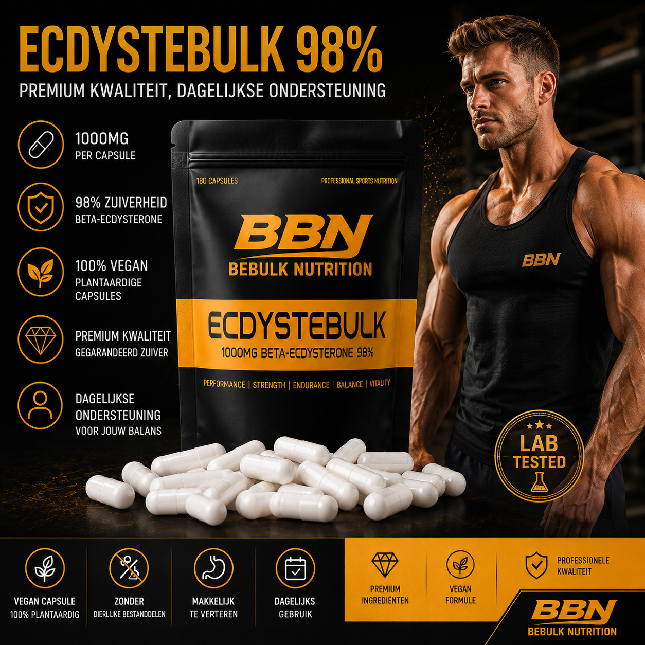 Ecdystebulk – Beta-Ecdysteron 98 % – Kapseln – BeBulk Nutrition