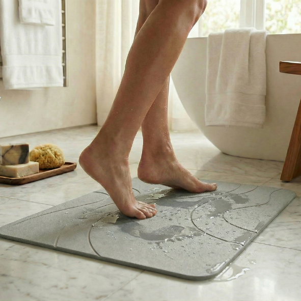 XL Diatomity Stone Bath Mat – natürlich, schnell trocknend – hygienisch – schimmelfrei und stilvoll 75x45 cm