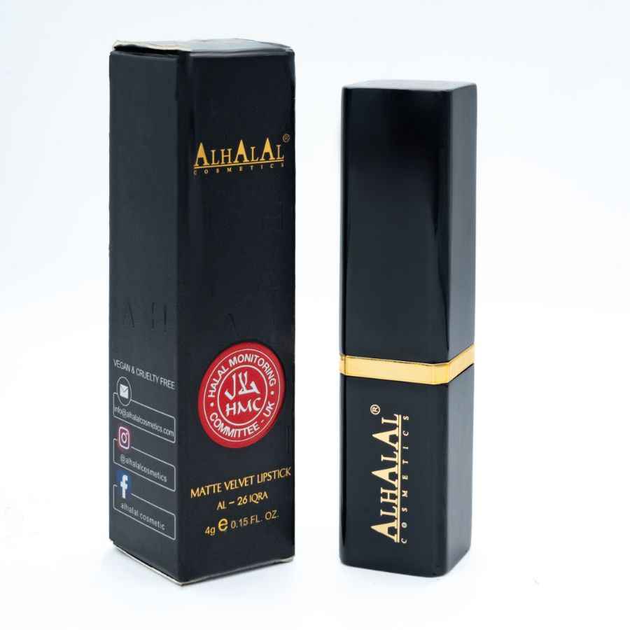 Kaufe Alhalal Cosmetics matten Samtlippenstift in schwarzer Verpackung, halal Lippenstift