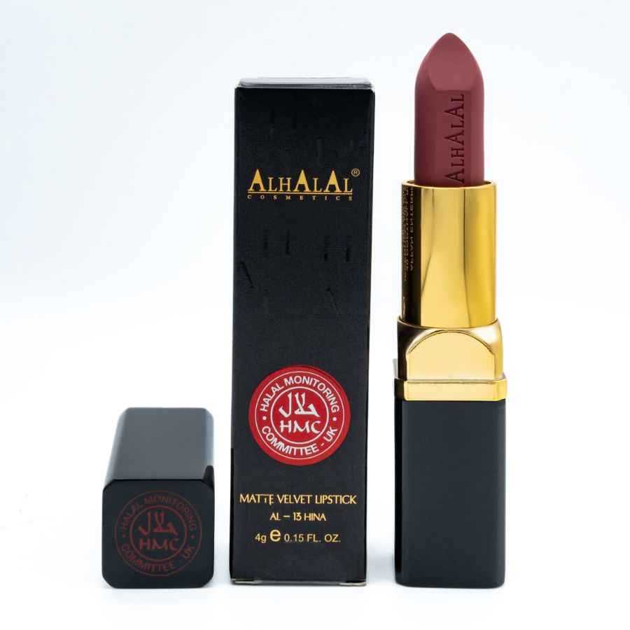 Alhalal Cosmetics pinker Lippenstift mit mattem Samtfinish und luxuriöser schwarzer Verpackung