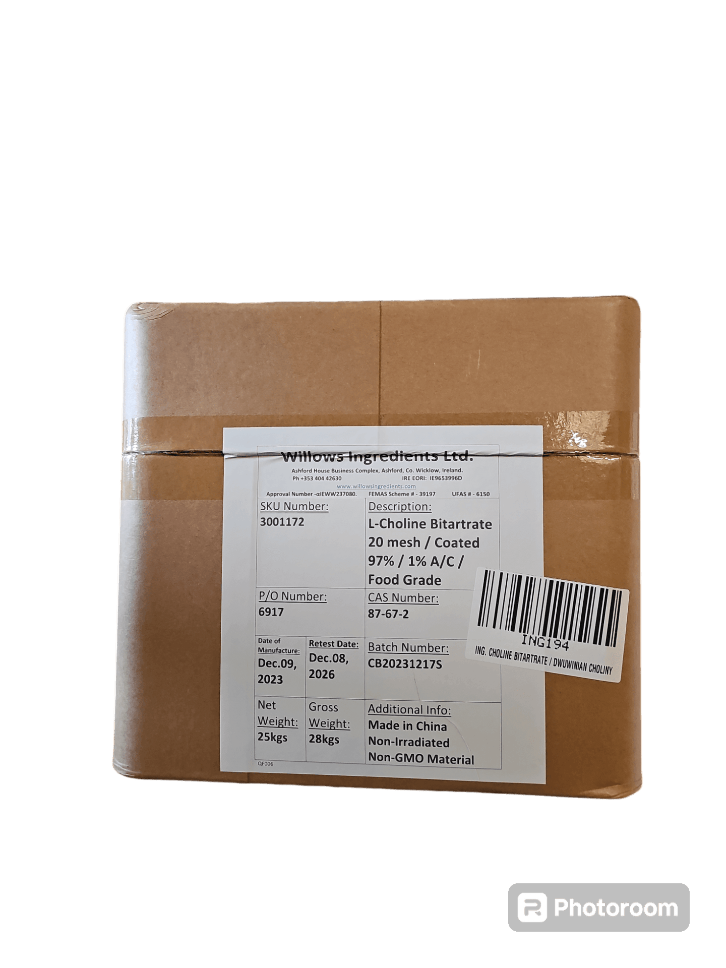 L-Cholin-Bitartrat 25 kg – BeBulk Nutrition